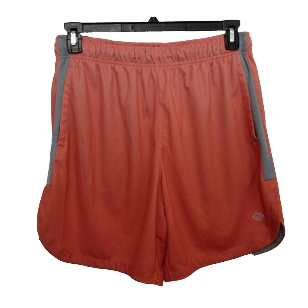 Zelos Athletic Shorts Sz Large Orange Elastic Waist Pockets Active 7" Inseam